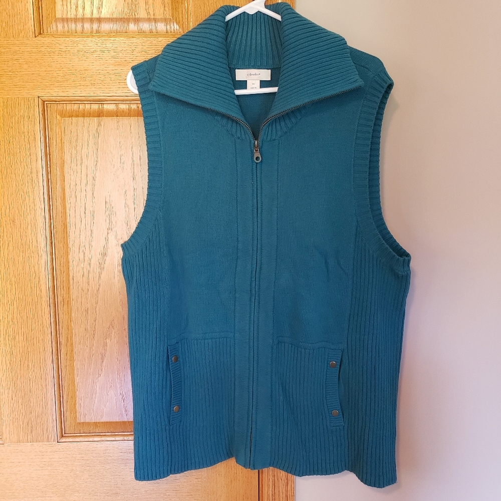 CJ Banks Sleeveless Zip-up Sweater
